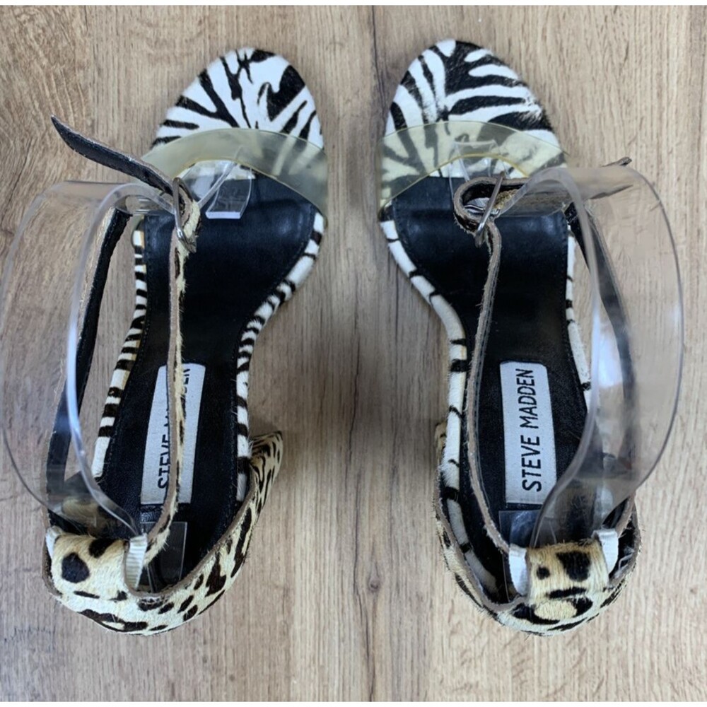 Steve Madden Women's Carrson Leopard Zebra Cow Hair Heels Black White Size 6.5 M - Picture 12 of 15
